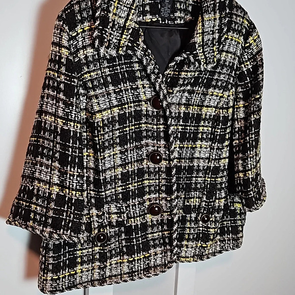 Grace Elements lcon Tweed Jacket Womens 18W BlackMulticolor Plaid Button Up - Picture 4 of 17